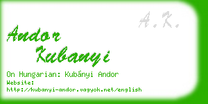 andor kubanyi business card